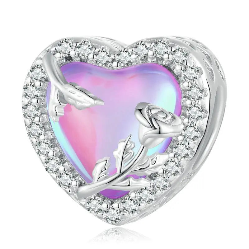 925 Sterling Silver Colorful Ocean Starfish round Heart Charm Butterfly Murano Glass Bead Fit Original Bracelet DIY Gift