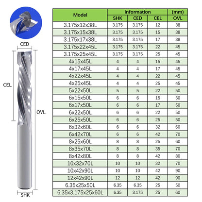 1Pcs up & down Cut Two Flutes Spiral Carbide Mill Tool Cutters for CNC Router, Compression Wood End Mill Cutter Bits
