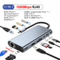 11-In-1 Type-C Docking Station USB 3.0 HUB USB C Splitter Type C to 4K HDMI VGA PD RJ45 1000M Network Adapter for Laptop Macbook