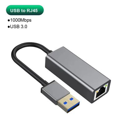 Adaptateur Ethernet USB Type C 1000Mbps, Carte Réseau RJ45 USB 3.0 Pour Macbook PC Windows XP 7 Câble Internet Lan USB Android