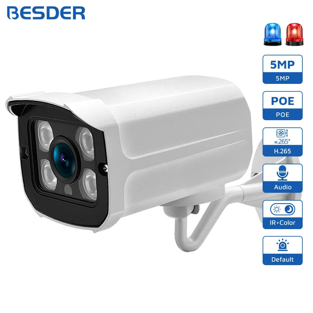 BESDER 4K 8MP H.265 5MP 3MP HD Outdoor IP Camera 48V Poe 1080P IP66 Waterproof Video Surveillance IP Camera Infrare Night Vision
