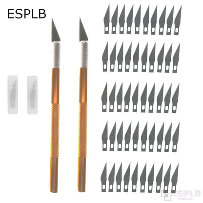 Engraving Non-Slip Metal Scalpel Knife Kit + 50/20/10/5Pcs #11 Blades Cutter Craft Knives for Mobile Phone PCB Repair Hand Tools