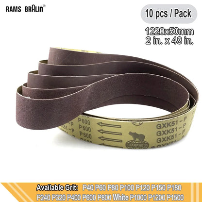 10 Pieces 50X1220Mm A/O Abrasive Sanding Belts 2"X48" P60-600 Coarse to Fine Grinding Belt Grinder Accessories