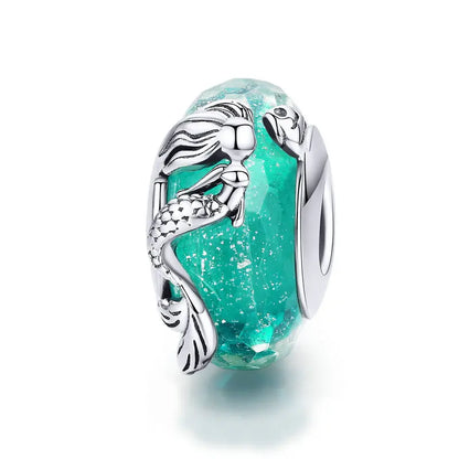 925 Sterling Silver Colorful Ocean Starfish round Heart Charm Butterfly Murano Glass Bead Fit Original Bracelet DIY Gift