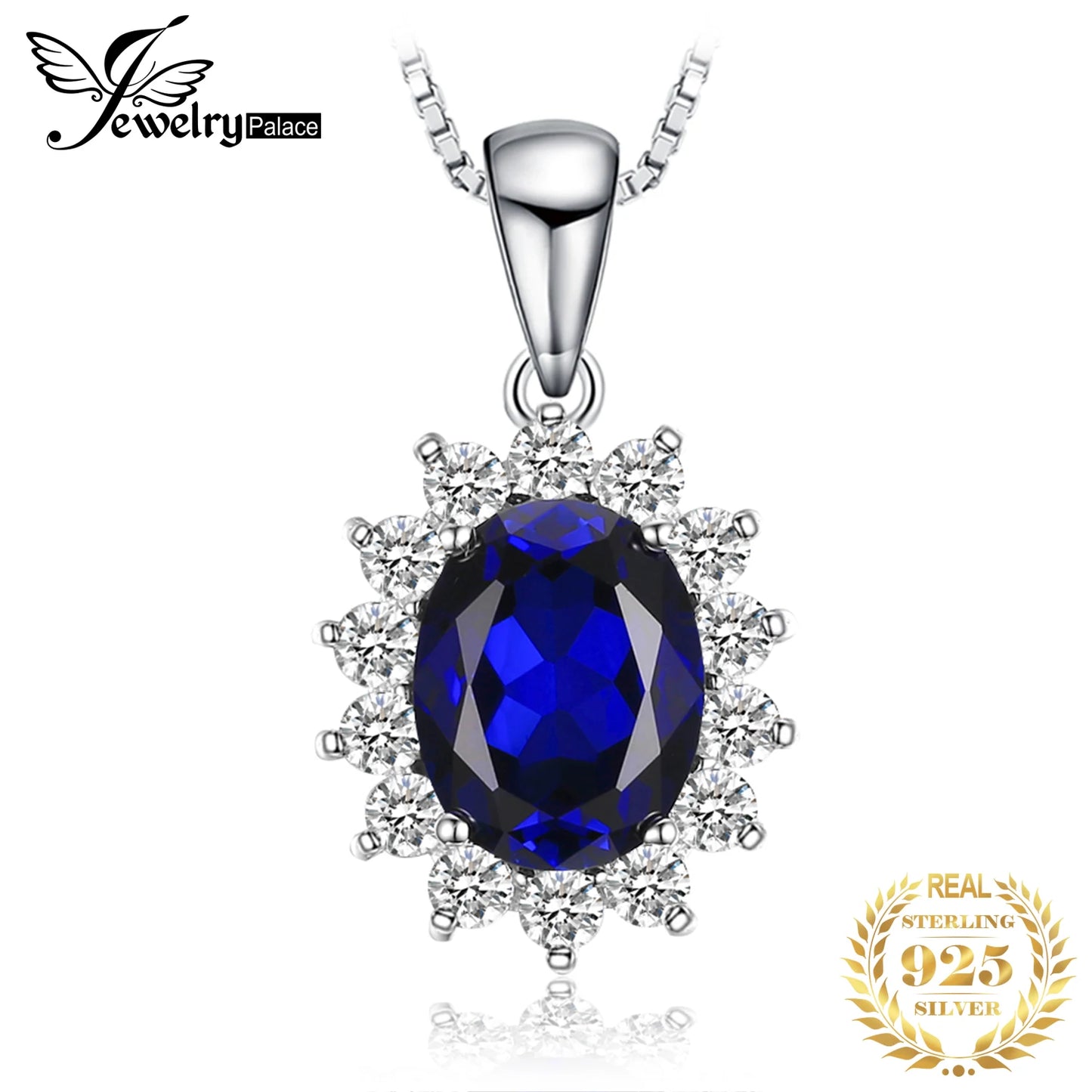 Princess Diana Created Blue Sapphire Ruby Simulated Emerald 925 Sterling Silver Pendant Necklace Women No Chain