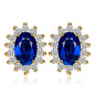 Created Blue Sapphire Ruby 925 Sterling Silver Stud Earrings Natural Amethyst Garnet Peridot Topaz Princess Diana