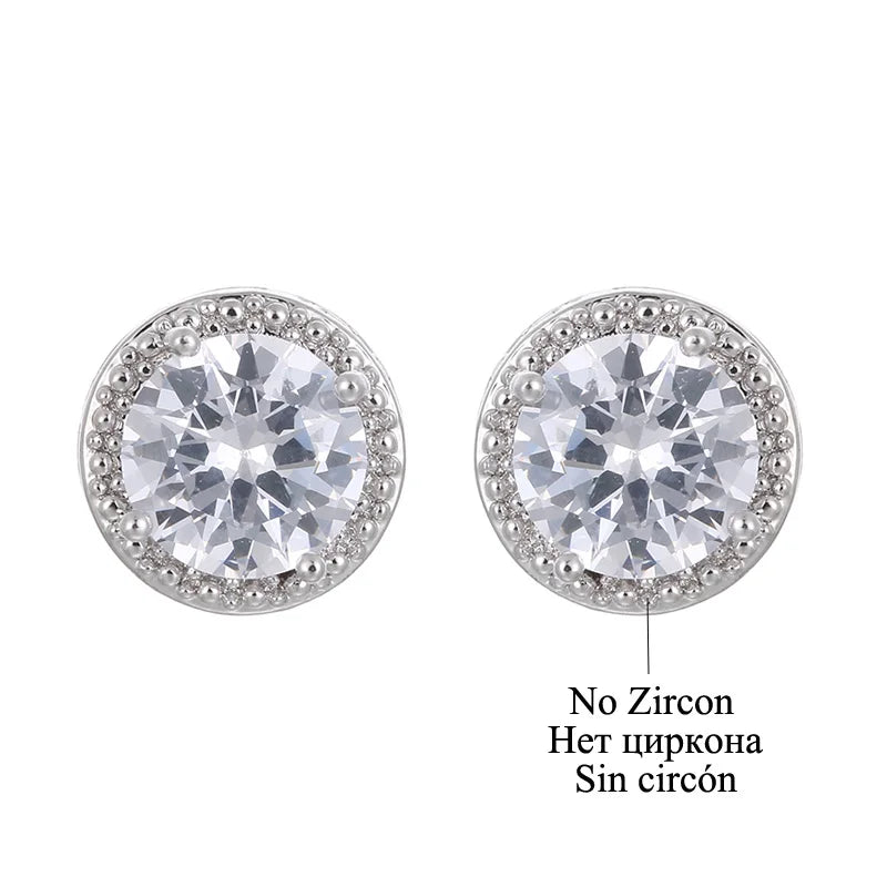 Classic Green AAA Cubic Zirconia Stud Earrings round Crystal Girl Ear Studs for Women Multicolor Fashion Jewelry Brincos AE176