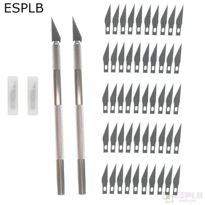 Engraving Non-Slip Metal Scalpel Knife Kit + 50/20/10/5Pcs #11 Blades Cutter Craft Knives for Mobile Phone PCB Repair Hand Tools