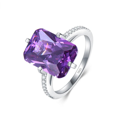 100% 925 Sterling Silver Rectangle 5A Clear Zircon Luxury Rings Anniversary Engagement Jewelry for Women Fashion Rings