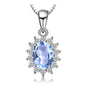 Princess Diana Created Blue Sapphire Ruby Simulated Emerald 925 Sterling Silver Pendant Necklace Women No Chain