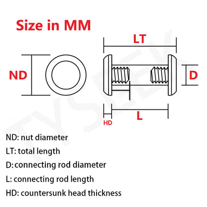 2 Sets Brass + 416 Stainless Steel M4 Fastening Screw Rivet for CNC Cutter DIY Straight Pocket Knife Tools Handle Fastening Nut