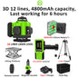 16/12 Lines Self-Leveling Remote Control Outdoor Mode - Receiver Auto 3X360 Green Beam Line Laser Level