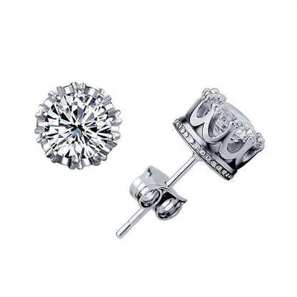 Classic Green AAA Cubic Zirconia Stud Earrings round Crystal Girl Ear Studs for Women Multicolor Fashion Jewelry Brincos AE176