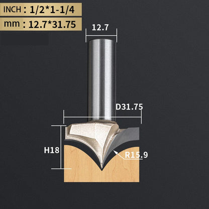 Point Cutting round over Bit Woodworking Tools Carving Tool Tungsten Carbide CNC Router Bit for Wood 1/2 Shank