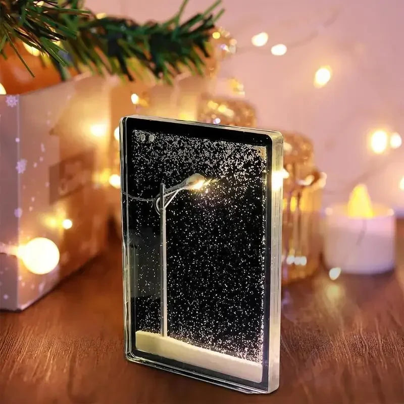 Snow Scene Night Light Desk Light Christmas Crafts Snowy Night Lamp Decor Arts and Crafts Night Street Lamps for Girls