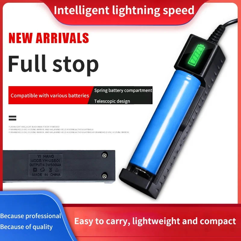 18650 Battery Charger 1/2/4 Slots Dual 18650 Charging 3.7V Rechargeable Lithium Battery USB Charger for 16340 14500 18650
