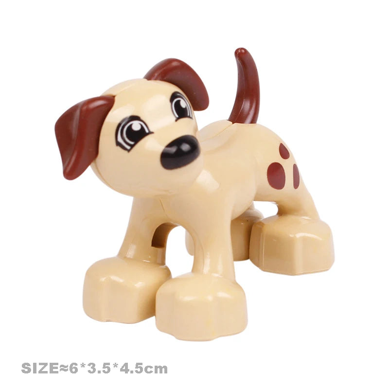 Big Building Blocks Accessories Farm Animals Zoo Compatible with Duplos Cat Pig Dog Rabbit Monkey Hippo Sheep Children Toys Gift