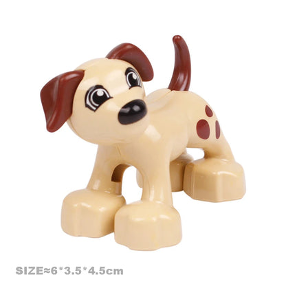 Big Building Blocks Accessories Farm Animals Zoo Compatible with Duplos Cat Pig Dog Rabbit Monkey Hippo Sheep Children Toys Gift