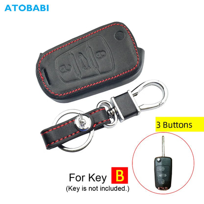 Leather Car Key Cases for Great Wall Haval Hover H1 H3 H6 H2 H5 C50 C30 C20R M4 3 Buttons Folding Keychain Remote Control Cover
