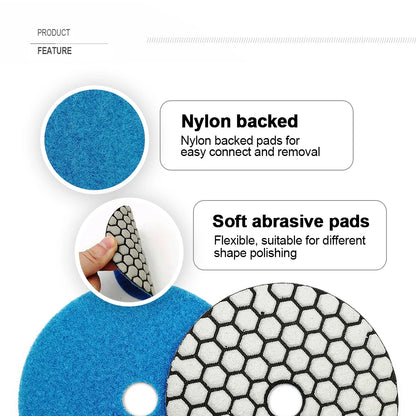 6Pcs/Pk Diamond Dry Polishing Pads Granite Marble Flexible Resin Sanding Discs 100Mm Ceramic Stone Polisher 4Inches