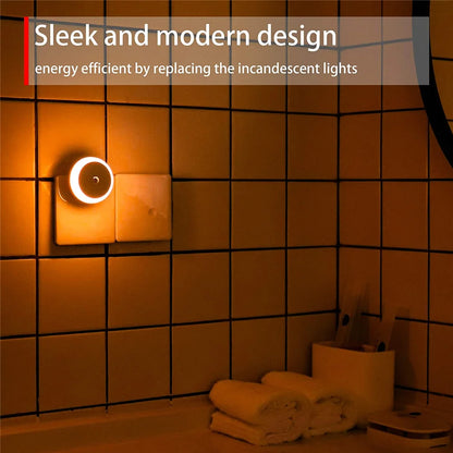 LED Night Light Smart Night Sensor round Plug in Wall Night Lamp Bathroom Home Kitchen Hallway Staireway Bedroom Nightlight