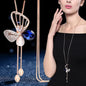 Imitation Pearl Necklaces Retro Popular Vintage Leaf Collar Statement Necklace Long Jewelry for Women