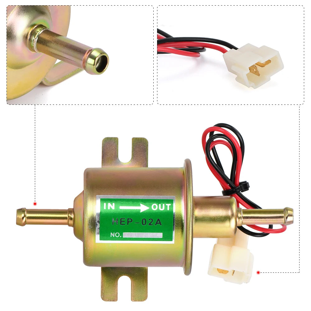 New 12V 24V Electric Fuel Pump Low Pressure Bolt Fixing Wire Diesel Petrol HEP-02A for Car Carburetor Motorcycle ATV