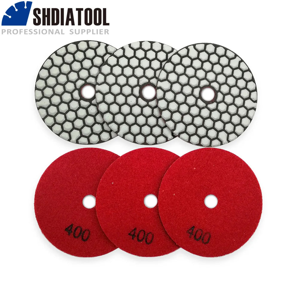 6Pcs/Pk Diamond Dry Polishing Pads Granite Marble Flexible Resin Sanding Discs 100Mm Ceramic Stone Polisher 4Inches