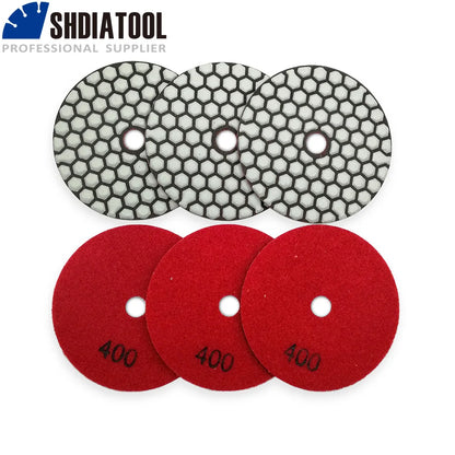 6Pcs/Pk Diamond Dry Polishing Pads Granite Marble Flexible Resin Sanding Discs 100Mm Ceramic Stone Polisher 4Inches