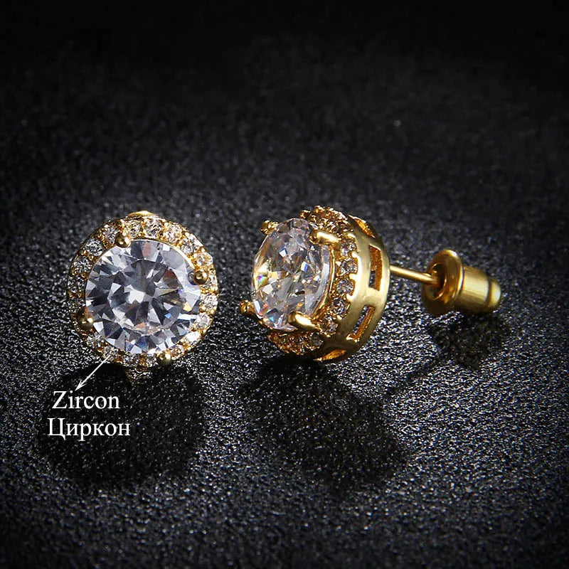 Classic Green AAA Cubic Zirconia Stud Earrings round Crystal Girl Ear Studs for Women Multicolor Fashion Jewelry Brincos AE176