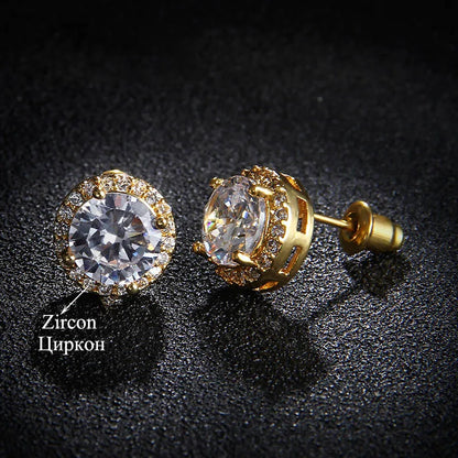 Classic Green AAA Cubic Zirconia Stud Earrings round Crystal Girl Ear Studs for Women Multicolor Fashion Jewelry Brincos AE176