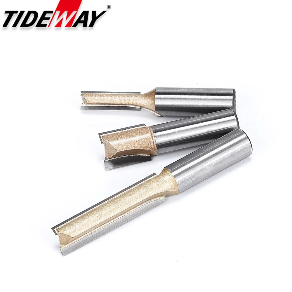 Straight Router Bits 1/2 1/4 Shank Double Flute Plunge Milling Cutter Carbide Tipped Woodworking Trimming Slotting Tool