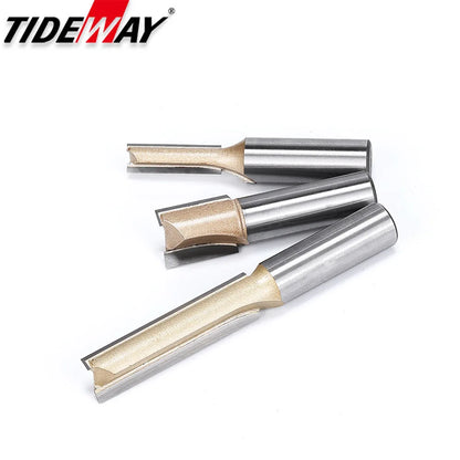 Straight Router Bits 1/2 1/4 Shank Double Flute Plunge Milling Cutter Carbide Tipped Woodworking Trimming Slotting Tool