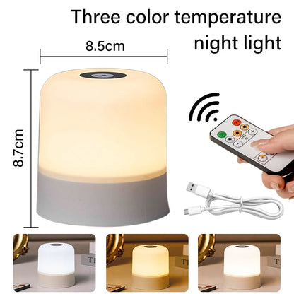LED Table Lamp Touch Bedside Lamp 13 Color Changing Night Light Room Decor Remote Dimmable Rechargeable Bedside Night Lamp