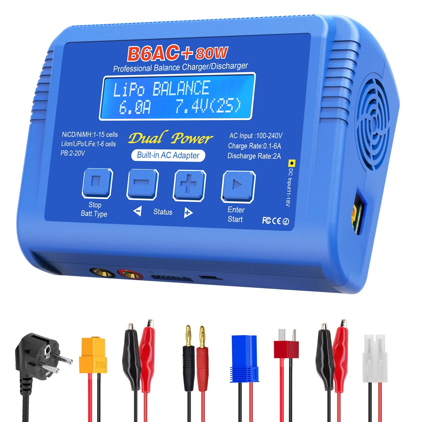 Imax B6AC 80W 6A Lipo Charger Balancer for Nimh Nicd Lipo Life Li-Ion Pb Battery LCD Screen Display RC Charger Discharger XT60