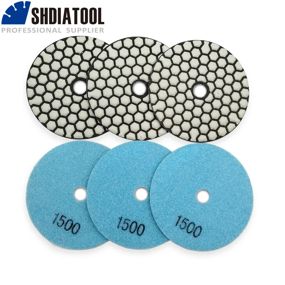 6Pcs/Pk Diamond Dry Polishing Pads Granite Marble Flexible Resin Sanding Discs 100Mm Ceramic Stone Polisher 4Inches