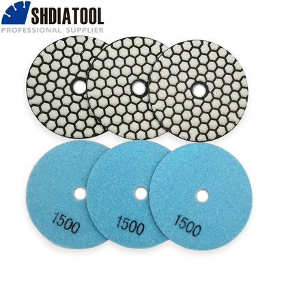 6Pcs/Pk Diamond Dry Polishing Pads Granite Marble Flexible Resin Sanding Discs 100Mm Ceramic Stone Polisher 4Inches