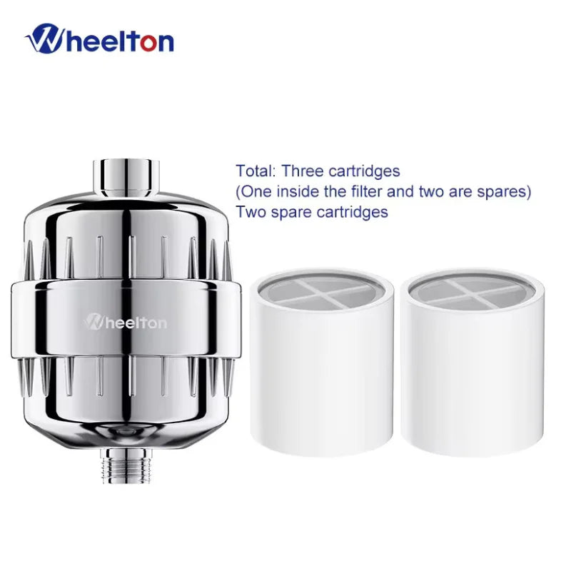 Water Filter Purifier Kdf+Calcium Sulfite Shower Bathing Softener Chlorine Removal Attach 2 Extra Filters