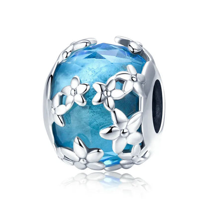 925 Sterling Silver Colorful Ocean Starfish round Heart Charm Butterfly Murano Glass Bead Fit Original Bracelet DIY Gift