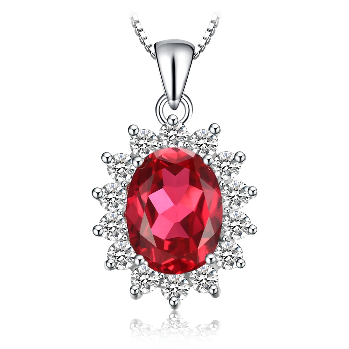 Princess Diana Created Blue Sapphire Ruby Simulated Emerald 925 Sterling Silver Pendant Necklace Women No Chain
