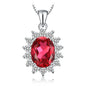 Princess Diana Created Blue Sapphire Ruby Simulated Emerald 925 Sterling Silver Pendant Necklace Women No Chain