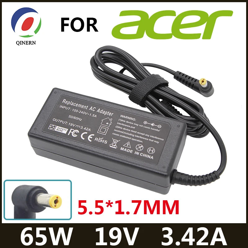 19V 3.42A 65W 5.5*1.7Mm AC Laptop Charger Adapter for  Aspire 5315 5630 5735 5920 5535 5738 6920 6530G 7739Z Power Supply