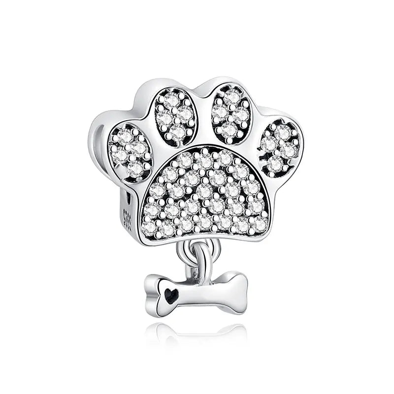 Original 925 Sterling Silver Charm Bead Love Dog Cat Paw Panda Firefly Pendant Charms Fit Bracelets Necklaces Women Jewelry