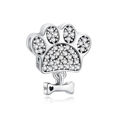 Original 925 Sterling Silver Charm Bead Love Dog Cat Paw Panda Firefly Pendant Charms Fit Bracelets Necklaces Women Jewelry