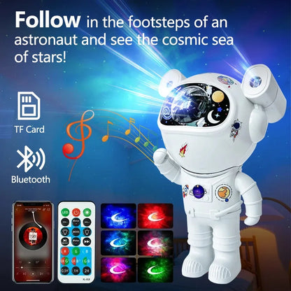 Projector Night Light, DIY LED Astronaut Nebula Lamp for Bedroom, Home Decor & Kids' Gift with Adjustable Lighting