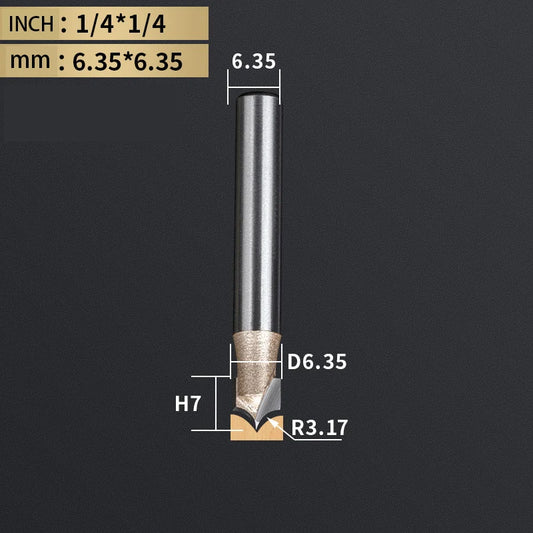 Point Cutting round over Bit Woodworking Tools Carving Tool Tungsten Carbide CNC Router Bit for Wood 1/2 Shank