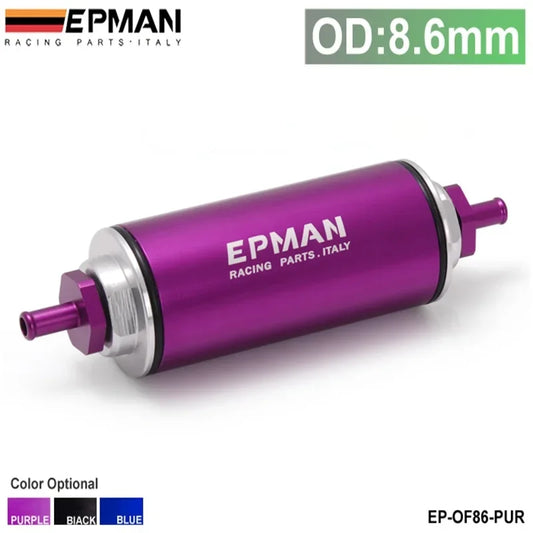 Universal 100 Micron 8.6MM Aluminum High Flow Fuel Inline Petrol Filter Car Truck EP-OF86