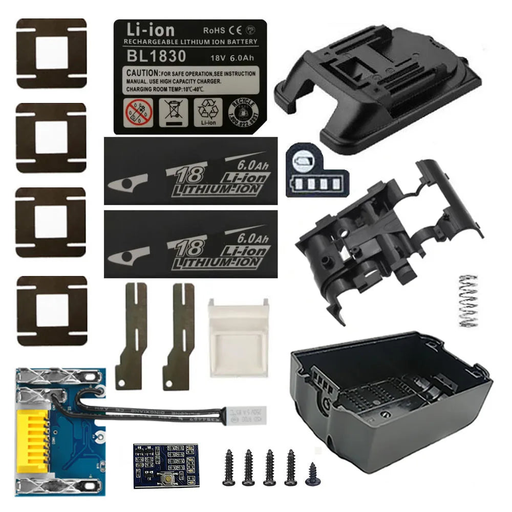 Li-Ion Battery Case Box Charging Protection Circuit Board BSM PCBA for MAKITA 18V BL1830 6.0Ah LED Lithium Ion Battery Indicator
