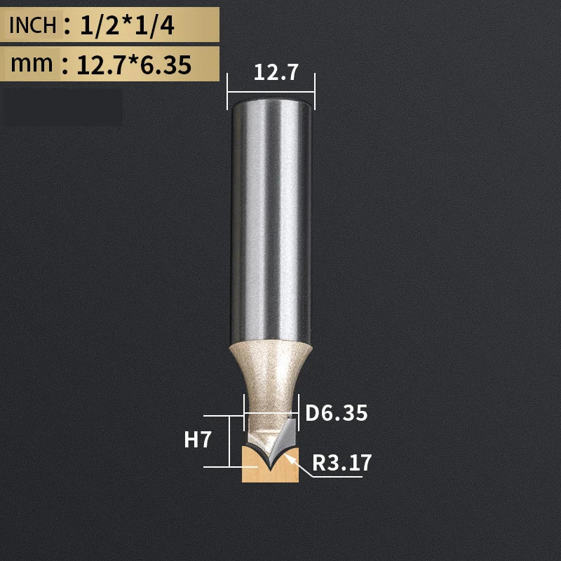 Point Cutting round over Bit Woodworking Tools Carving Tool Tungsten Carbide CNC Router Bit for Wood 1/2 Shank