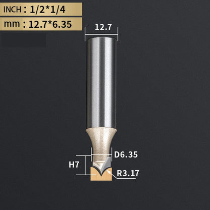 Point Cutting round over Bit Woodworking Tools Carving Tool Tungsten Carbide CNC Router Bit for Wood 1/2 Shank